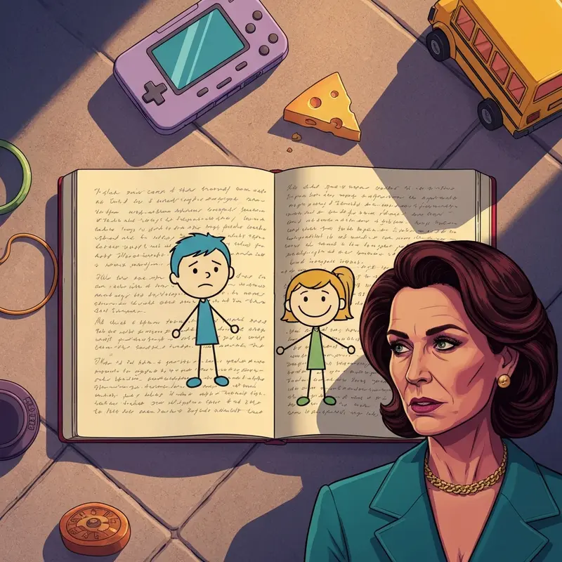 A nostalgic journal scene representing the upcoming release of diary of a wimpy kid book 21 with stick figure illustrations.