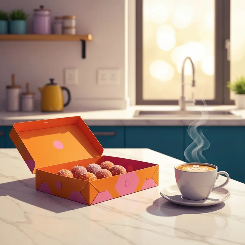 A close-up of a pastry box showing the calories for dunkin donuts munchkins for a health-conscious lifestyle.