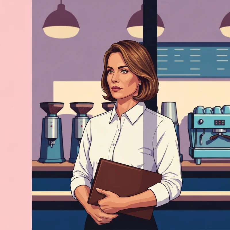 A young professional preparing for their starbucks interview questions outside a modern cafe.