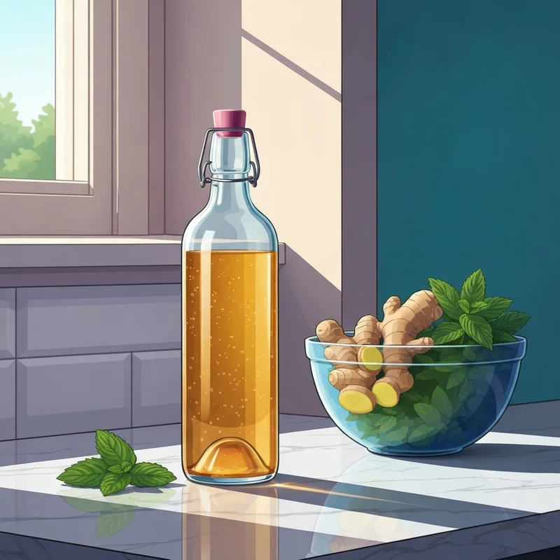 A refreshing bottle of fermented tea, exploring does kombucha help with bloating for a healthy lifestyle.