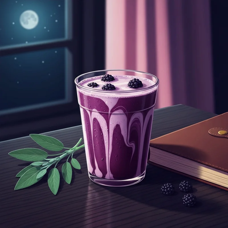 The Starbucks Midnight Drink showing deep purple and white coconut milk swirls with blackberry inclusions.