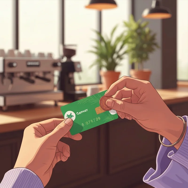 A close up photo of a person's hands holding a gift card and revealing the starbucks card security code.