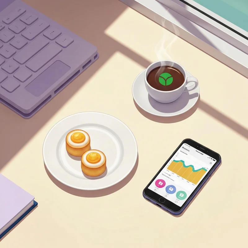 A healthy breakfast showing the calories in starbucks egg bites tracked on a smartphone app.