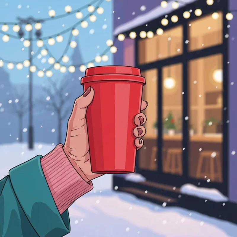 A person holding the collectible cup during Starbucks Holiday Cup Day 2025 in a cozy winter setting.