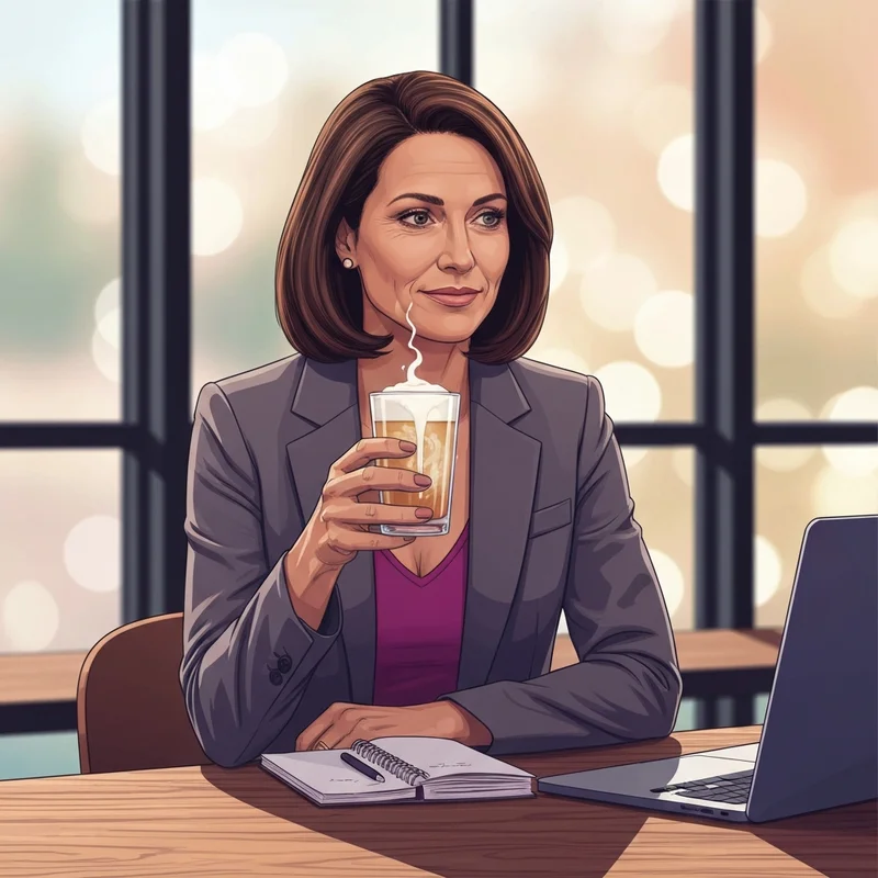 A professional woman enjoying the most caffeinated drink at starbucks to stay productive.
