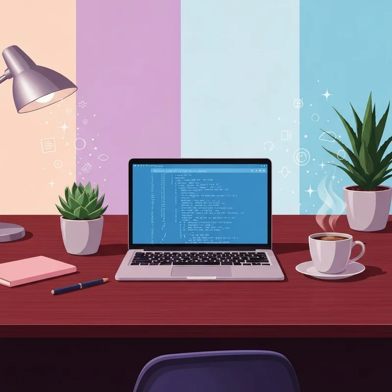 A clean workstation showing a laptop being used to fix powershell windows 10 bloat and achieve digital minimalism.