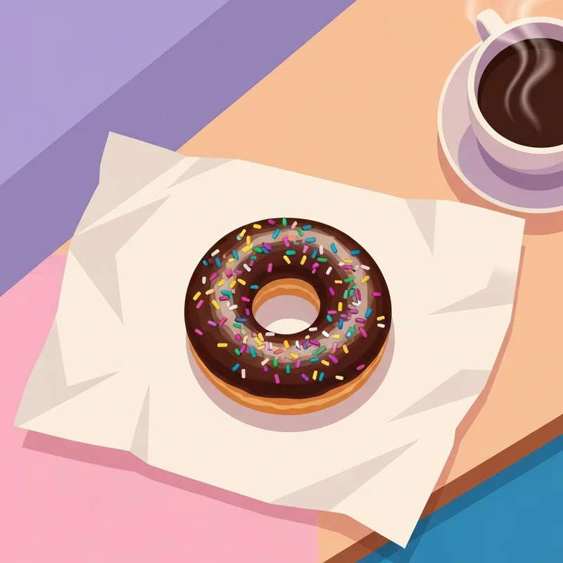 A close-up shot of a choco frosted donut dunkin style with vibrant sprinkles and a glossy finish.