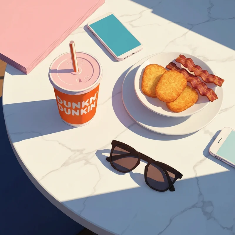 A stylish morning coffee setup highlighting Dunkin Donuts Gluten Free options like hash browns and black coffee.