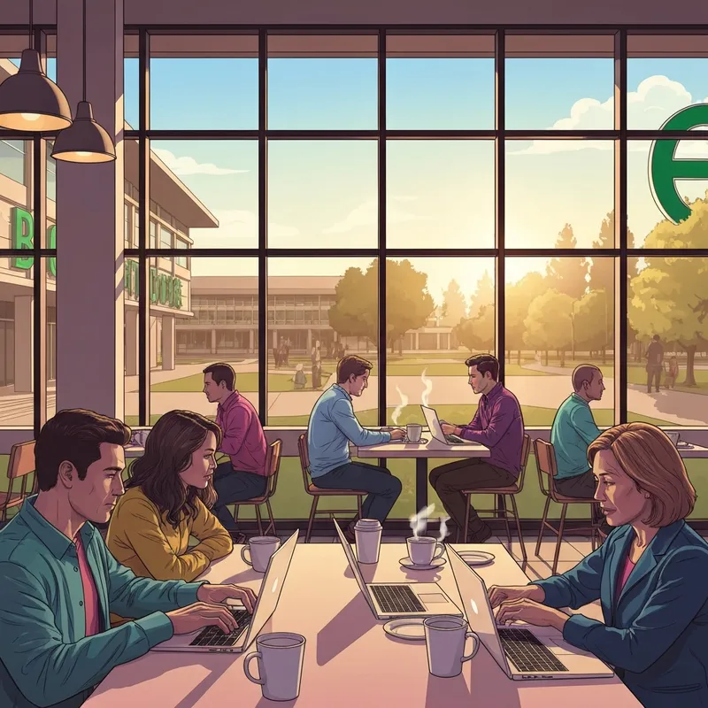 A bustling starbucks turlock california location across from the CSU Stanislaus campus filled with students.