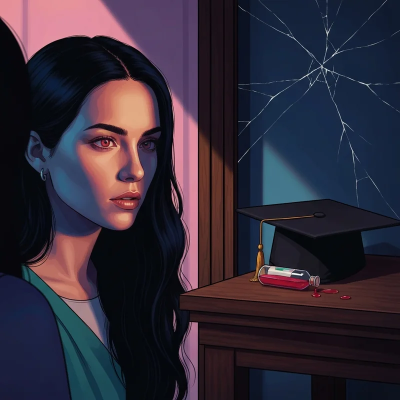 A visual representation of Elena Gilbert's internal struggle during The Vampire Diaries Season 4.