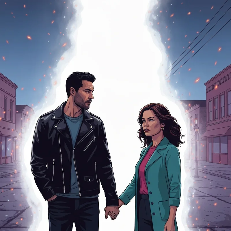 The iconic finale scene of the vampire diaries 5th season where characters face the white light.