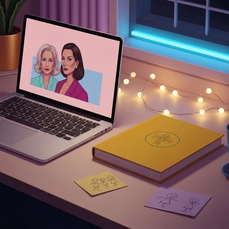 A digital workstation showing a laptop and a diary of a wimpy kid do it yourself style journal with stick figure drawings.