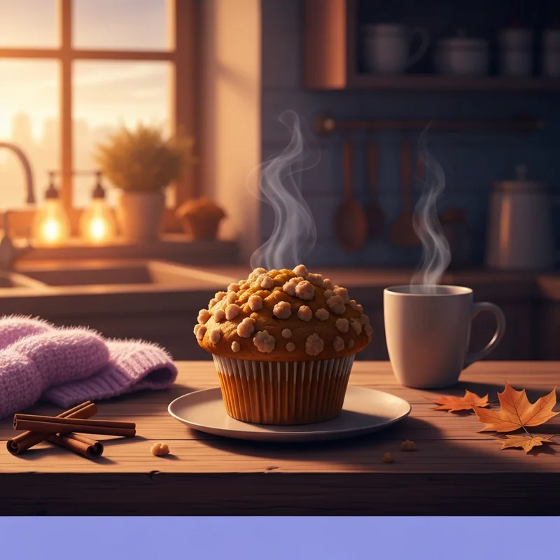 A close-up of a perfectly baked muffin with a crunchy topping, reminiscent of the classic dunkin pumpkin muffin ritual.