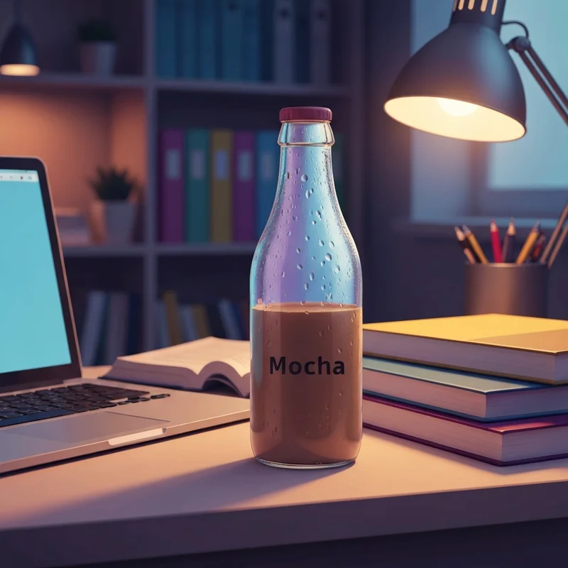 A chilled glass bottle of coffee highlighting how much caffeine in starbucks mocha frappuccino bottle is inside.