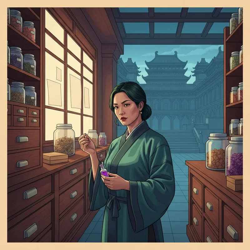 Maomao in a palace pharmacy from the series discussed on the apothecary diaries reddit.