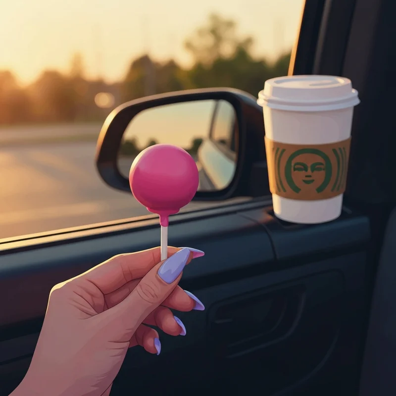 A close up of a hand holding a pink treat to illustrate the starbucks cake pops cost and millennial lifestyle aesthetic.