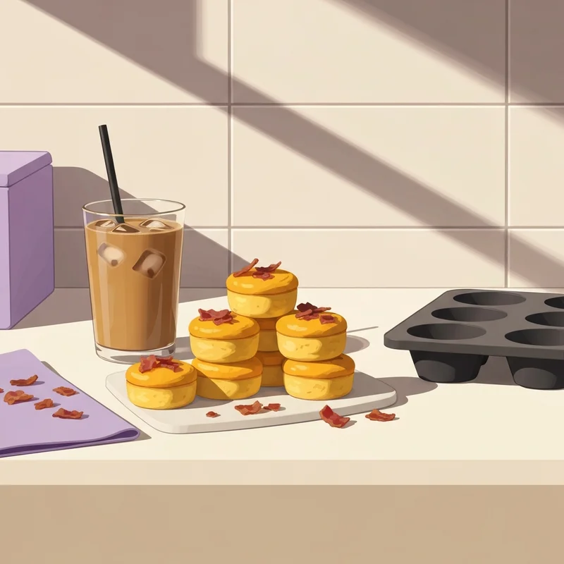 A professional tray of homemade starbucks egg bite recipes featuring bacon and melted Gruyere cheese.