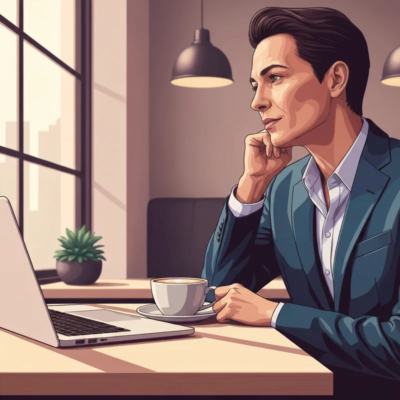 A professional troubleshooting expressvpn not working starbucks in a cozy cafe setting.