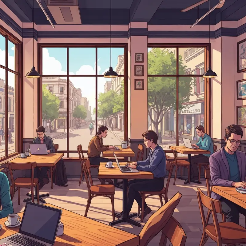 A cozy and productive morning scene at the starbucks franklin showing students studying.