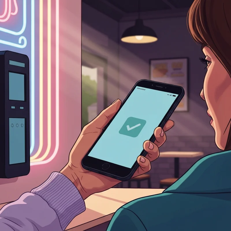 A close up of a person using a smartphone for contactless payment at a coffee shop to answer does dunkin take apple pay.