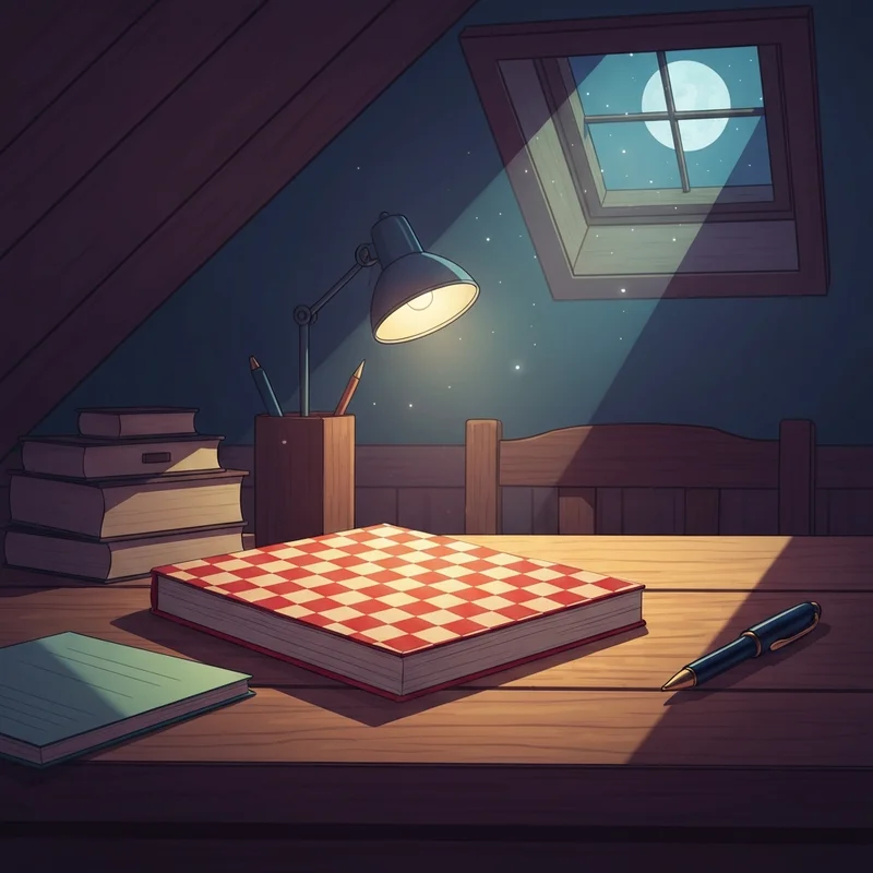 A cinematic 8k image of a vintage diary representing The Diary of a Young Girl Anne Frank in a quiet sanctuary.