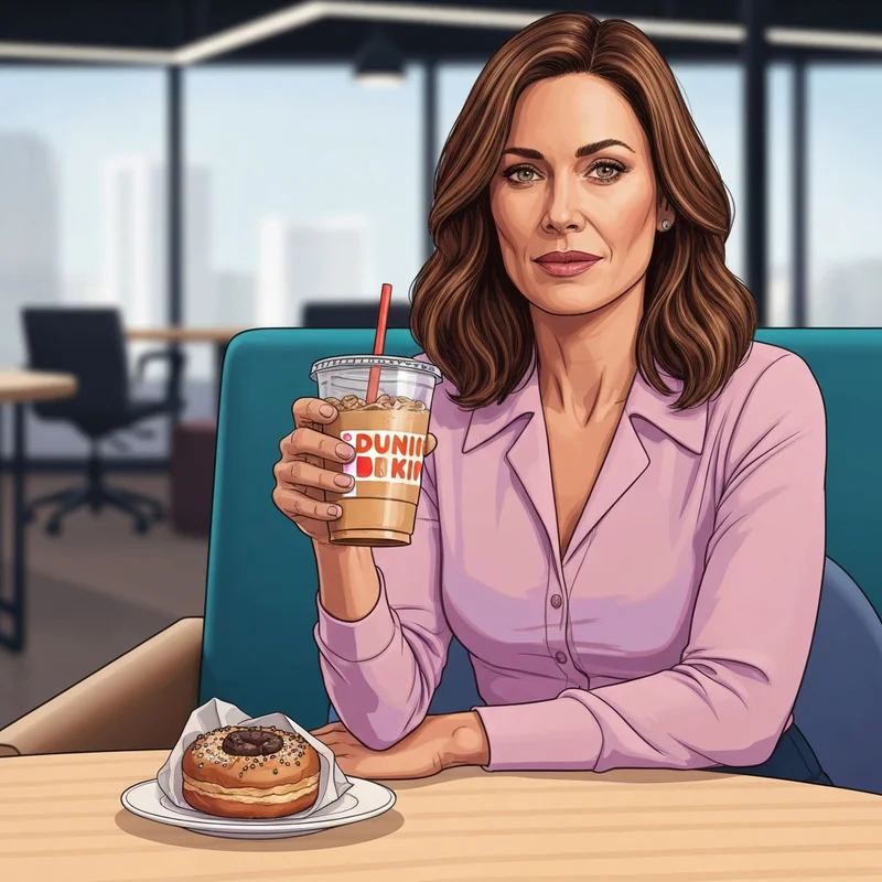 A woman enjoying a coffee and a safe treat while navigating the lack of dunkin donuts gluten free donuts in a social setting.