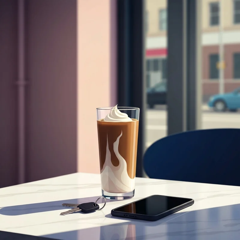 A refreshing iced glass of low carb starbucks drinks with cream swirls on a marble table.