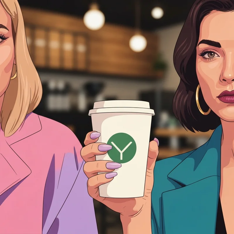 A person holding a cup to show how many ounces in a tall from starbucks in a modern cafe setting.