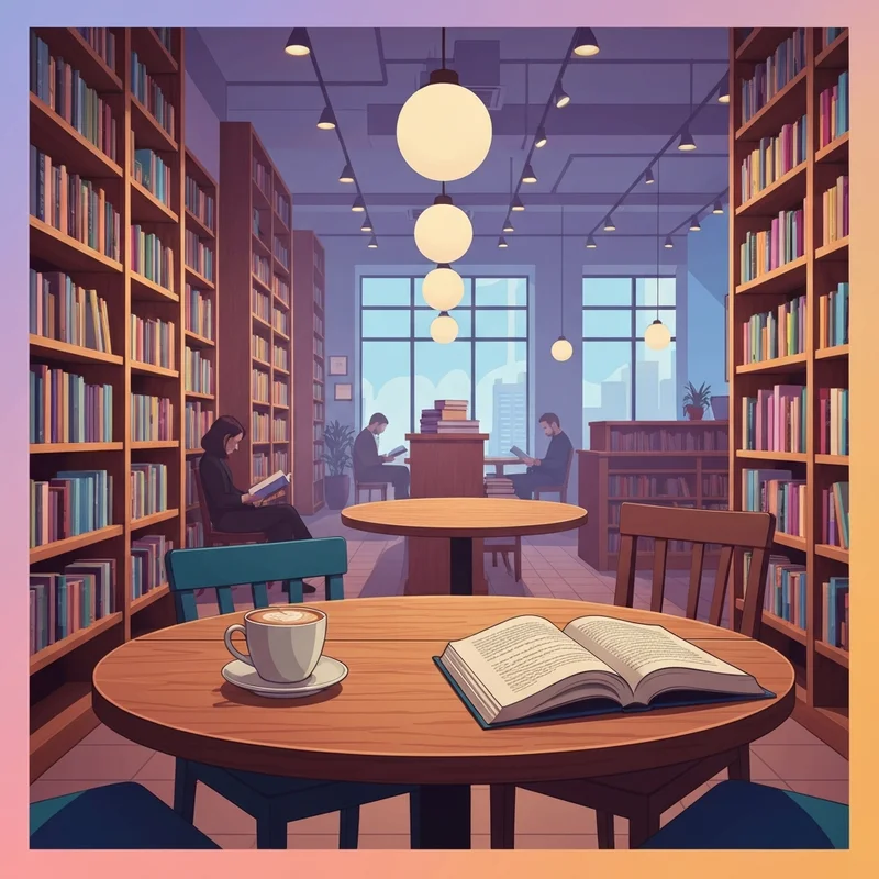 A cozy interior of a barnes and noble starbucks showing a latte and a book on a table.