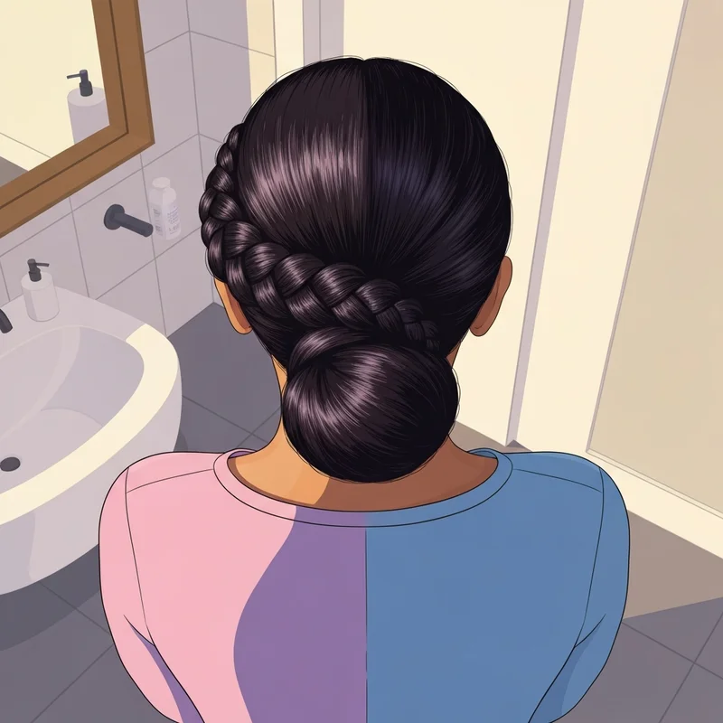Close-up of a professional braid into bun hairstyle showing the intricate weaving and secure pinning.