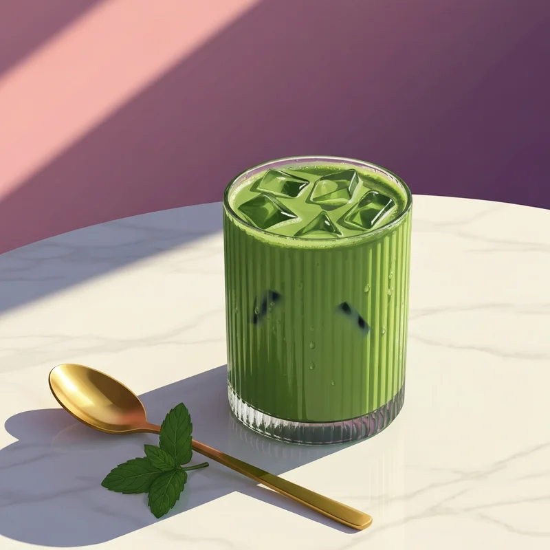 A refreshing iced drink showing the typical calories in green tea matcha latte aesthetics for wellness-focused individuals.