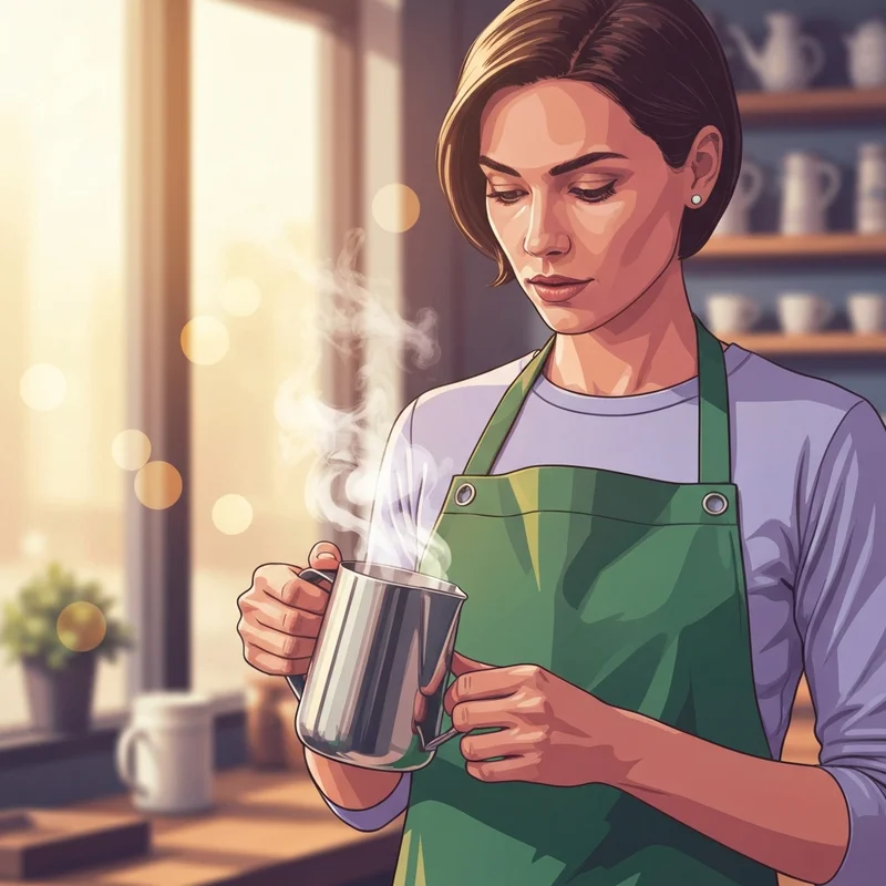 A young professional preparing handcrafted beverages as part of the starbucks barista job description.