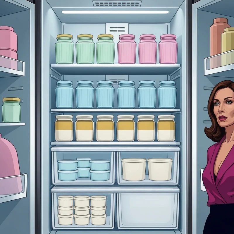 A perfectly organized freezer filled with aesthetic meal prep freezer containers.