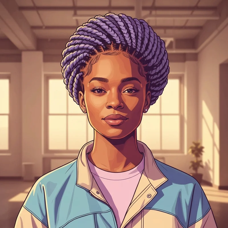 A close-up view of intricate dread braid styles on a young adult, showcasing healthy roots and creative sectioning.