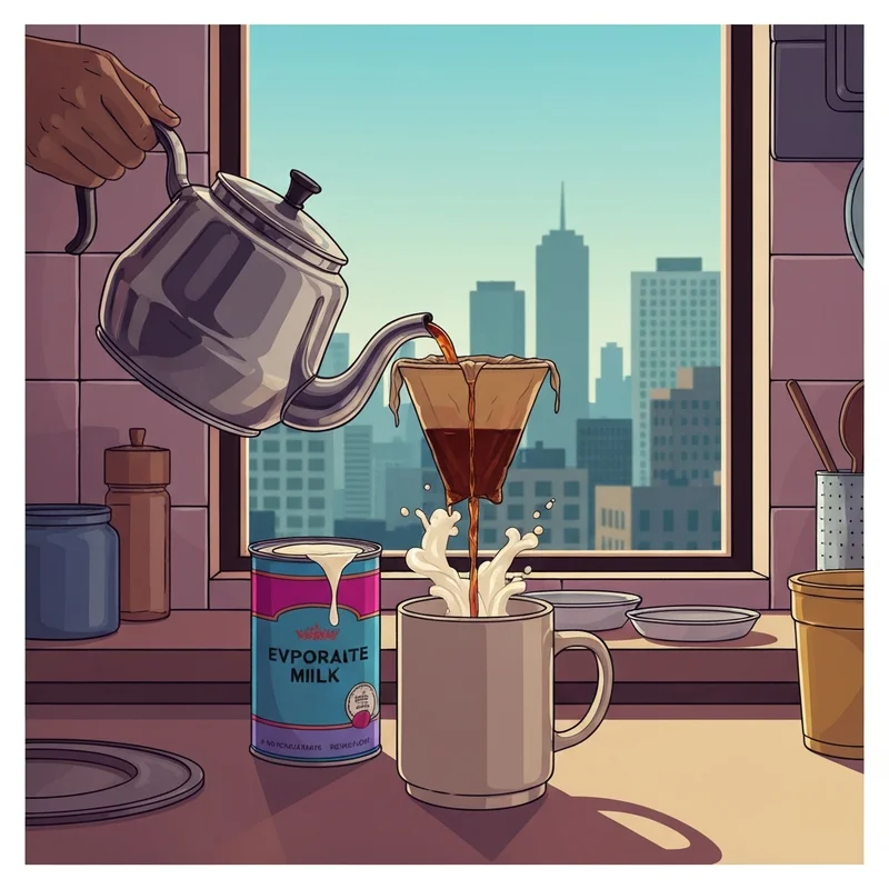 A professional preparation of HK style milk tea showing the pouring technique and creamy texture.