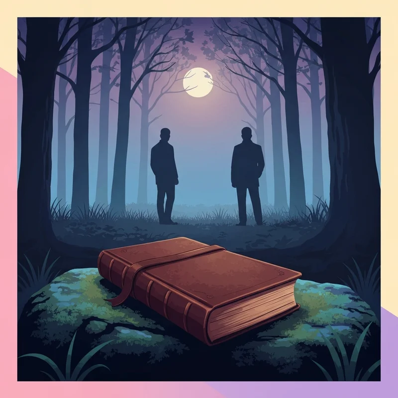 Antique journal in a misty forest representing the mood of season 1 of vampire diaries.