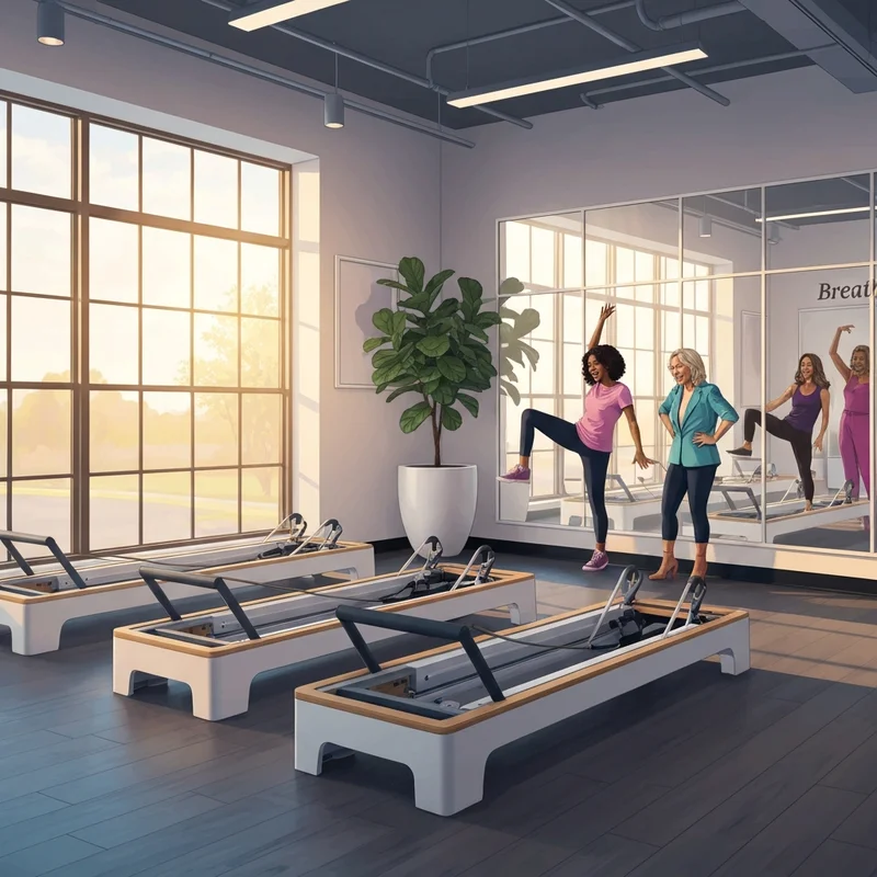 A modern and inviting studio for pilates columbia sc featuring reformers and natural lighting.