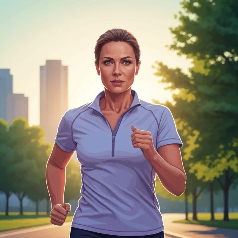 A woman running in a high-performance brooks running sports bra during a sunrise workout.