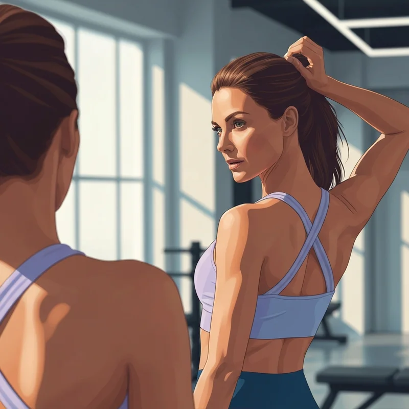 A woman wearing an under armour women's cross-back mid bra in a high-end gym setting, demonstrating confidence and peak performance.