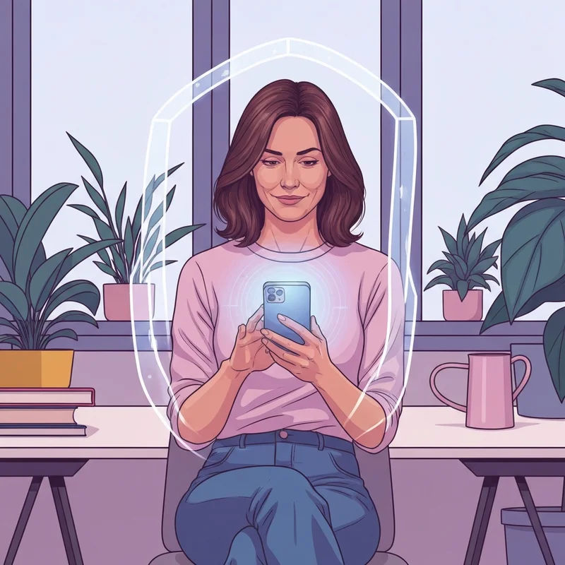 A digital nester protecting her home office from the risks of what is a data breach using advanced security.