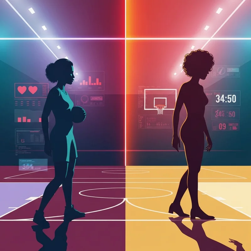 A cinematic and tactical visualization of the cavaliers vs suns matchup featuring glowing neon aesthetics and digital data overlays.