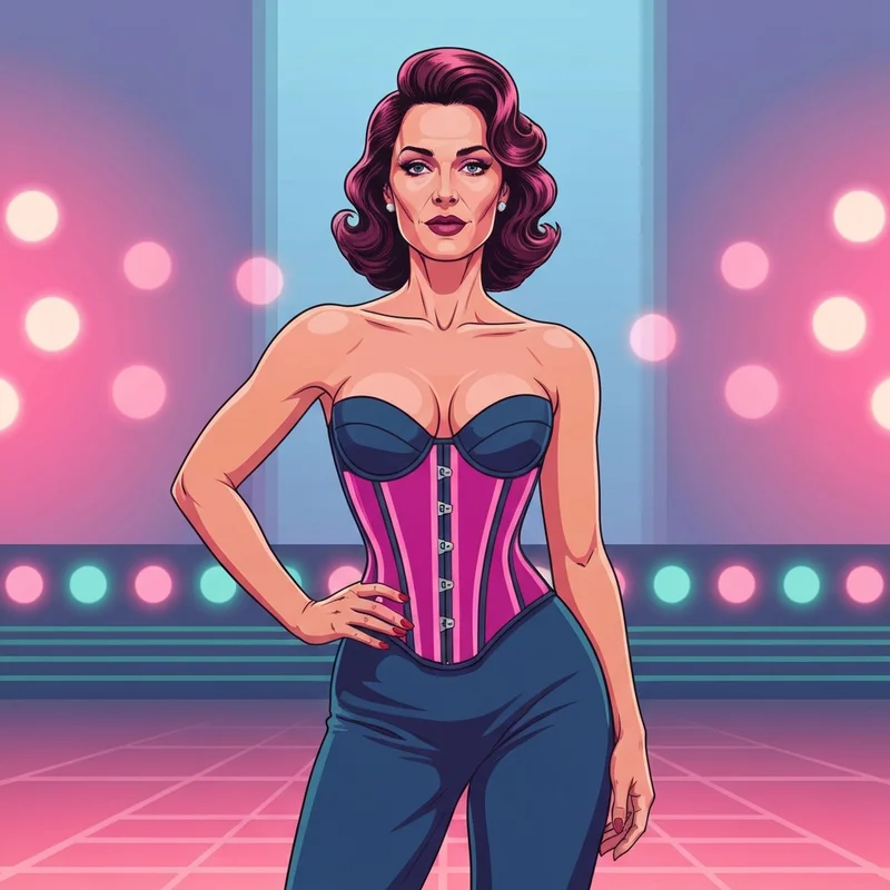 A body-positive illustration reflecting the hourglass silhouette and confidence associated with the katy perry bra size.