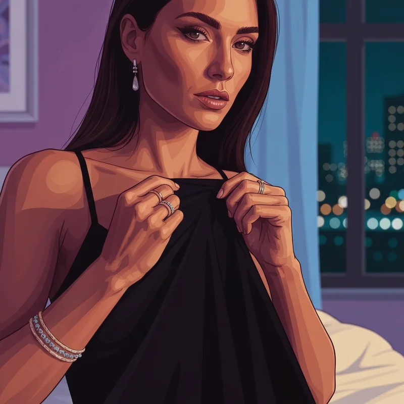 A young woman learning how to make a bra a strapless bra for a night out.