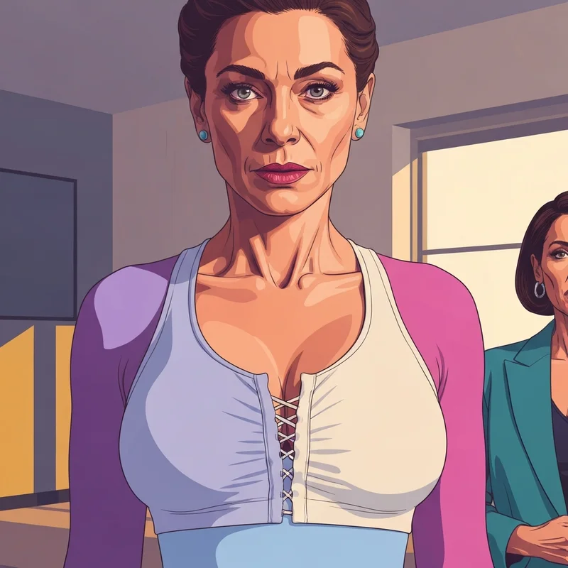 A woman wearing a supportive front zip bra while preparing for a workout.