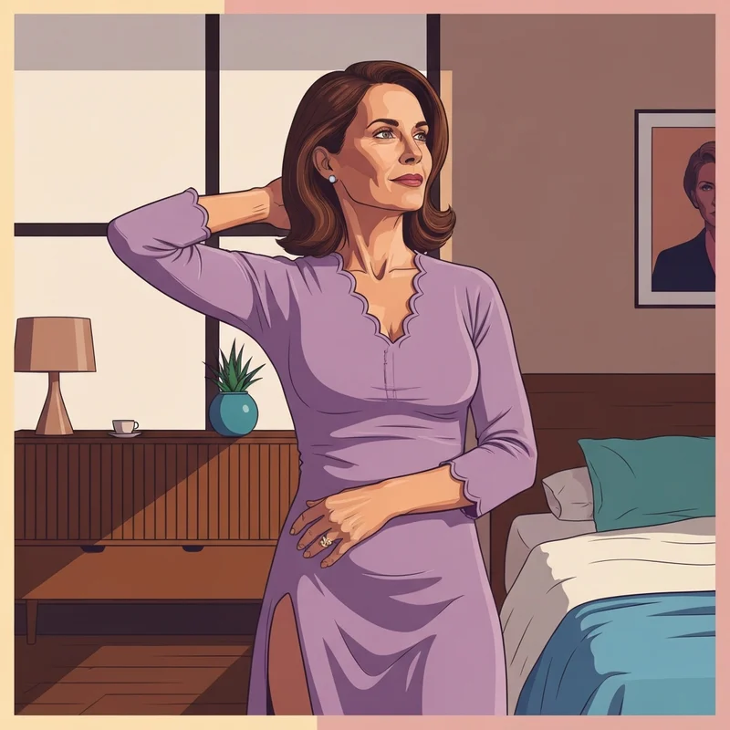 A woman experiencing the comfort of a seamless Vertvie bra in a sunlit room.