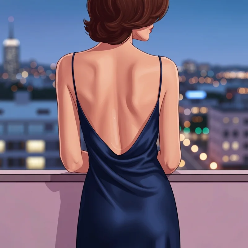 A woman wearing a low-back dress with a clear back strap bra for invisible support.