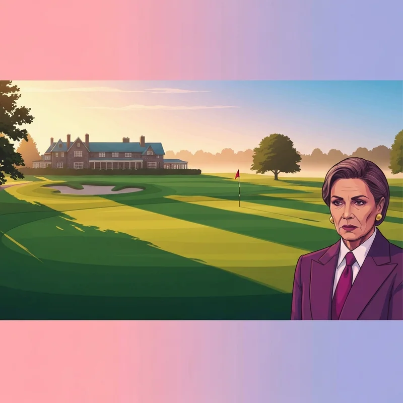 A beautiful view of the Brae Burn golf course at sunset showing the pristine fairways and historic architecture.