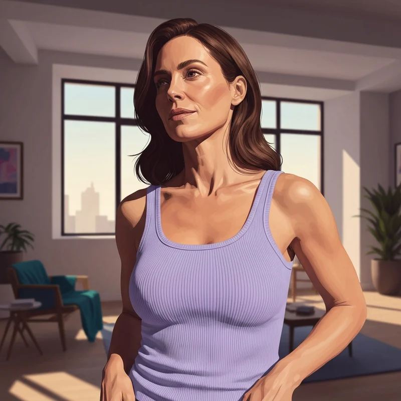 A woman wearing one of the best tanks with built in bra for daily comfort and support.