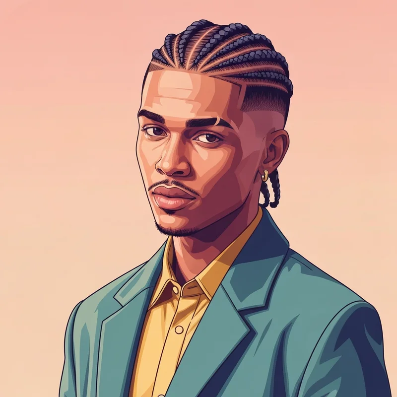 A stylish young man showcasing a popular braid hairstyle men look for 2025.