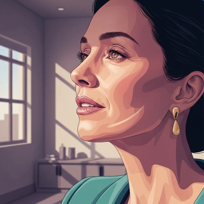 A woman showcasing the facial slimming results of a botox masseter muscle treatment with a refined jawline.